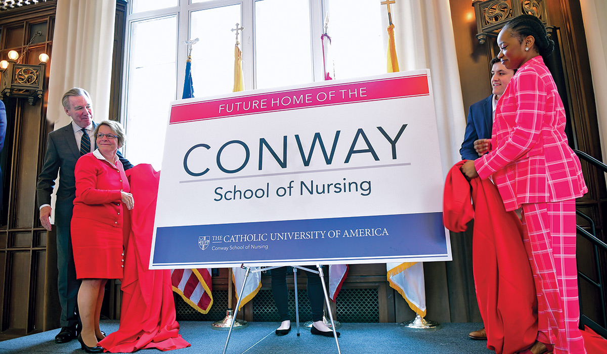 Conway School of Nursing gift celebration with debut of school's new sign and name